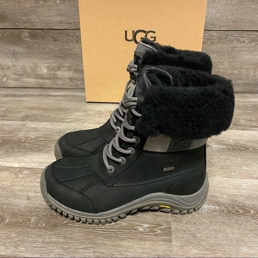 Ugg | Adirondack II Plaid Waterproof Snow Boots Black Size 6 NEW